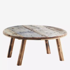 ROUND CAFE TABLE RECYCLED WOOD NATURAL 90     - CAFE, SIDE TABLES